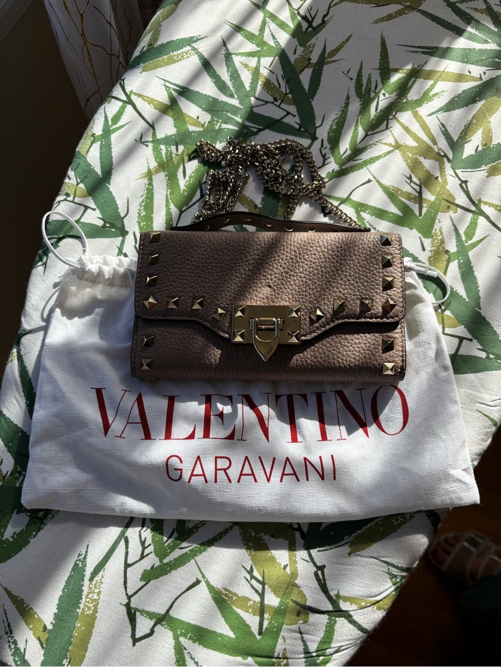 Valentino Garavani Poudre Rockstud Chain Crossbody Bag
